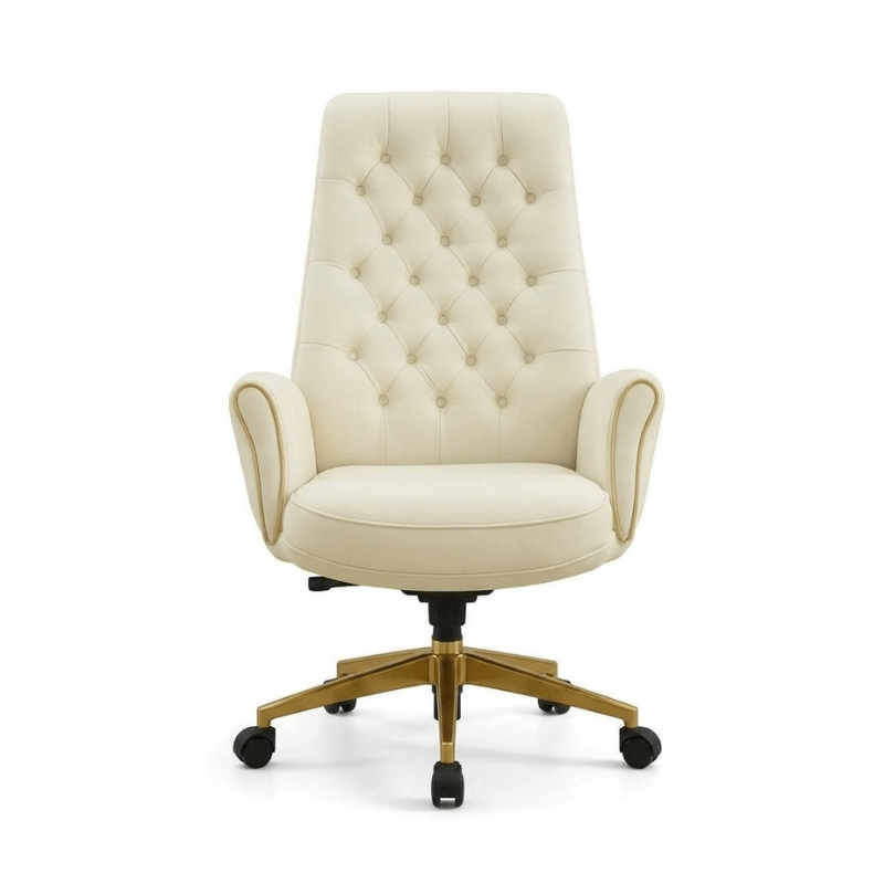 High Back Boss Office Chair in White Leather
