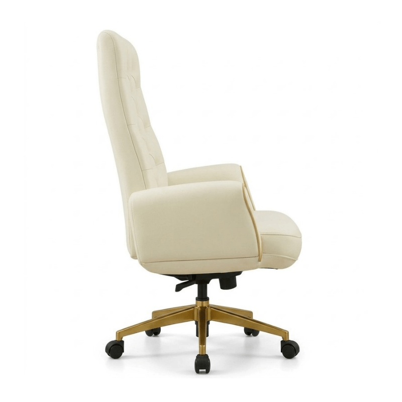 High Back Boss Office Chair in White Leather 5 High Back Boss Office Chair in White Leather - Image 3