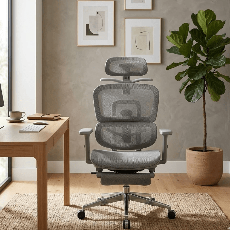 SAPHIRE Mesh Chair with Footrest High Back